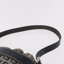 FENDI Zucchino Canvas Geldbörse Umhängetasche Navy Silber Auth 185672A-14