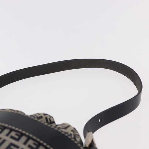 FENDI Zucchino Canvas Geldbörse Umhängetasche Navy Silber Auth 185672A