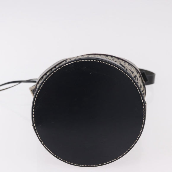 FENDI Zucchino Canvas Geldbörse Umhängetasche Navy Silber Auth 185672A