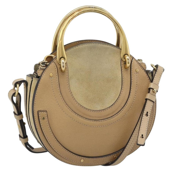 Chloe Hand Bag Leather 2way Beige Gold Auth 185674A