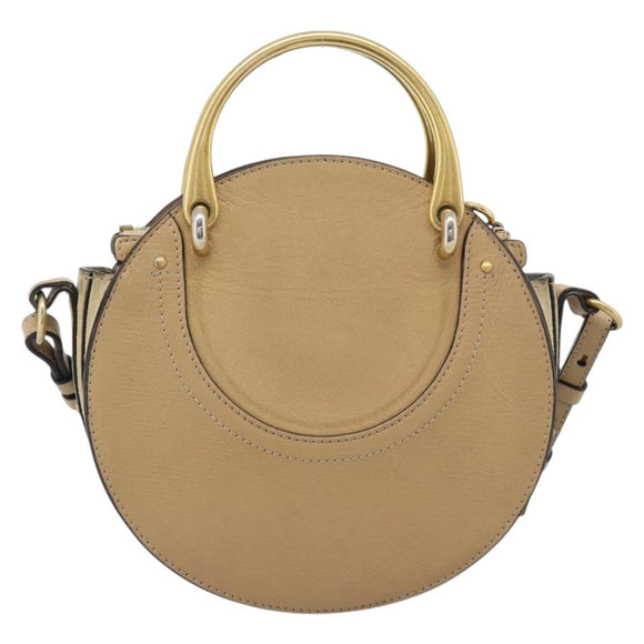 Chloe Hand Bag Leather 2way Beige Gold Auth 185674A