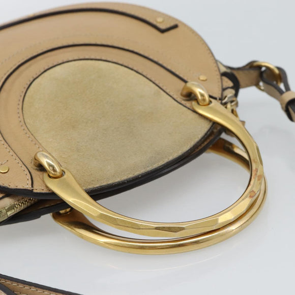 Chloe Hand Bag Leather 2way Beige Gold Auth 185674A
