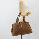 BOTTEGA VENETA INTRECCIATO Hand Bag Leather Brown Gold 171265 Auth 185676-25