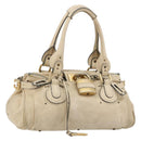 Chloe Paddington Hand Bag Leather Ivory Gold Silver Auth 185677-1