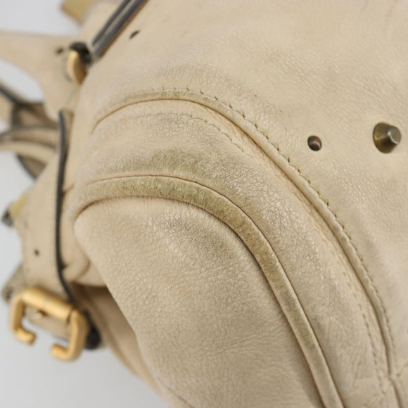 Chloe Paddington Hand Bag Leather Ivory Gold Silver Auth 185677