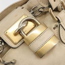 Chloe Paddington Hand Bag Leather Ivory Gold Silver Auth 185677-14