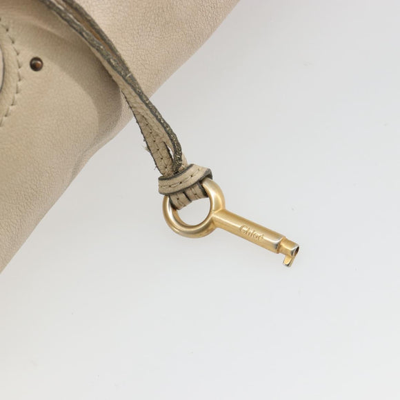 Chloe Paddington Hand Bag Leather Ivory Gold Silver Auth 185677