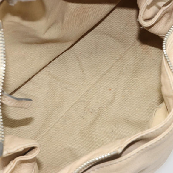 Chloe Paddington Hand Bag Leather Ivory Gold Silver Auth 185677