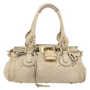 Chloe Paddington Hand Bag Leather Ivory Gold Silver Auth 185677-2