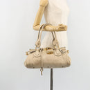 Chloe Paddington Hand Bag Leather Ivory Gold Silver Auth 185677-24