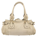 Chloe Paddington Hand Bag Leather Ivory Gold Silver Auth 185677-3