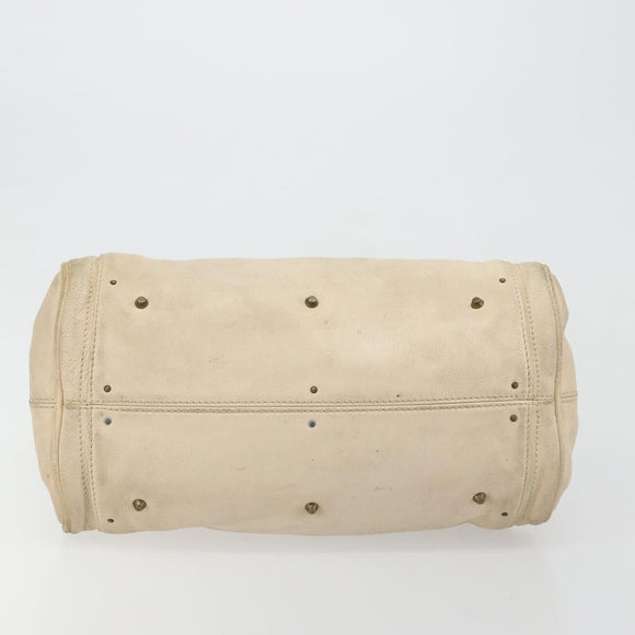Chloe Paddington Hand Bag Leather Ivory Gold Silver Auth 185677