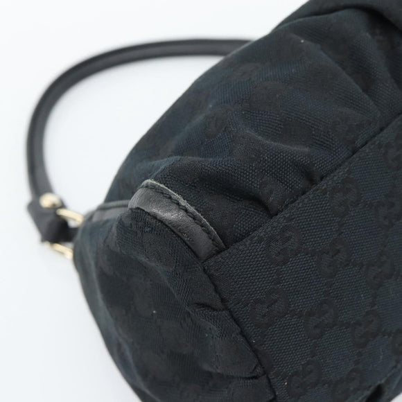 GUCCI GG Canvas Abbey Shoulder Bag Black Gold 190525 Auth 185679V