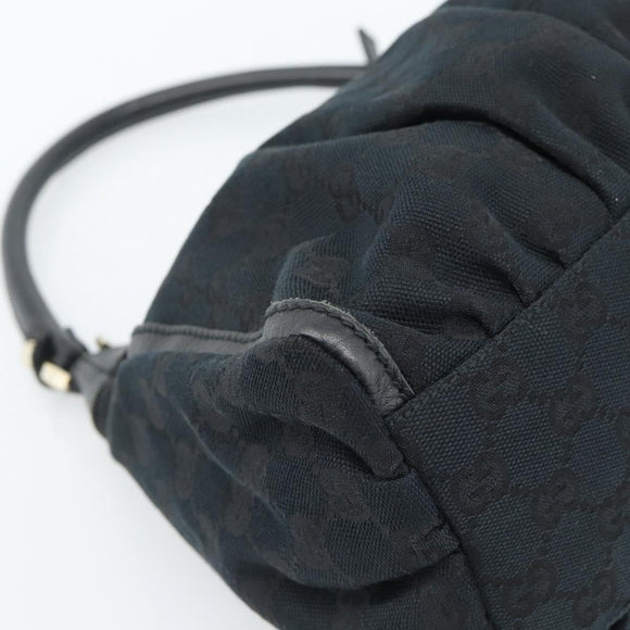 GUCCI GG Canvas Abbey Shoulder Bag Black Gold 190525 Auth 185679V