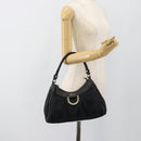 GUCCI GG Canvas Abbey Shoulder Bag Black Gold 190525 Auth 185679V-23