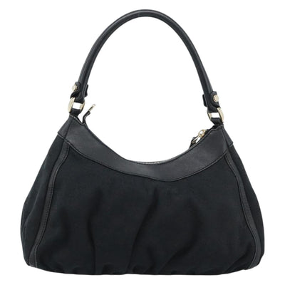 GUCCI GG Canvas Abbey Shoulder Bag Black Gold 190525 Auth 185679V - 0