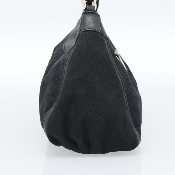 GUCCI GG Canvas Abbey Shoulder Bag Black Gold 190525 Auth 185679V
