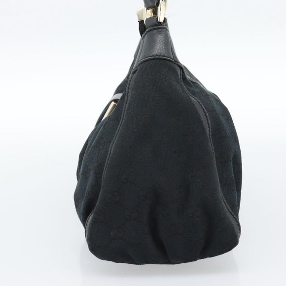 GUCCI GG Canvas Abbey Shoulder Bag Black Gold 190525 Auth 185679V