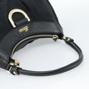 GUCCI GG Canvas Abbey Shoulder Bag Black Gold 190525 Auth 185679V-7