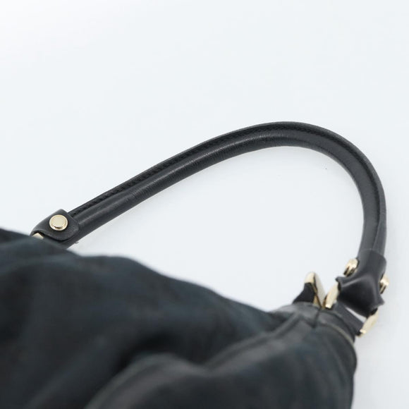 GUCCI GG Canvas Abbey Shoulder Bag Black Gold 190525 Auth 185679V