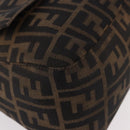FENDI Zucca Canvas Mamma Baguette Shoulder Bag Black Brown Auth 185682SAV-10