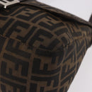 FENDI Zucca Canvas Mamma Baguette Shoulder Bag Black Brown Auth 185682SAV-11