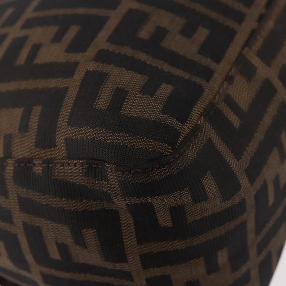 FENDI Zucca Canvas Mamma Baguette Shoulder Bag Black Brown Auth 185682SAV