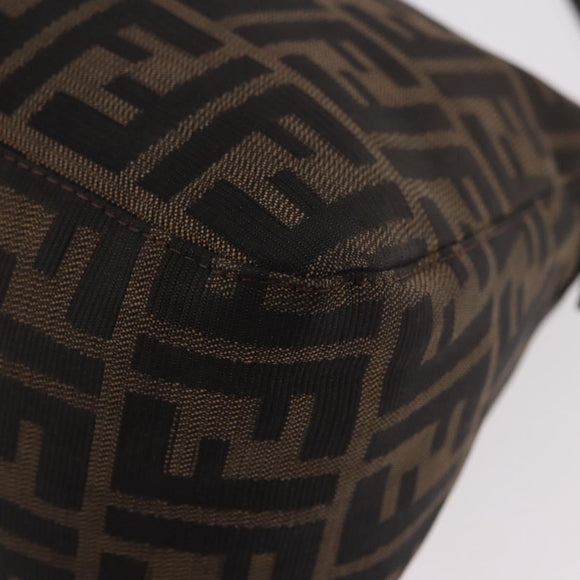 FENDI Zucca Canvas Mamma Baguette Shoulder Bag Black Brown Auth 185682SAV