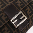FENDI Zucca Canvas Mamma Baguette Shoulder Bag Black Brown Auth 185682SAV-15