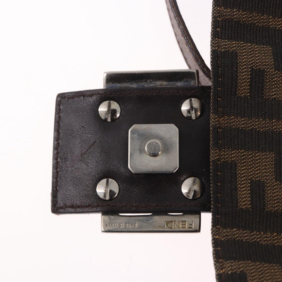 FENDI Zucca Canvas Mamma Baguette Shoulder Bag Black Brown Auth 185682SAV