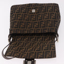 FENDI Zucca Canvas Mamma Baguette Shoulder Bag Black Brown Auth 185682SAV-17