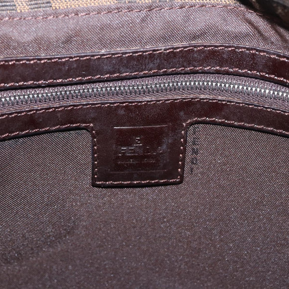 FENDI Zucca Canvas Mamma Baguette Shoulder Bag Black Brown Auth 185682SAV