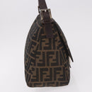 FENDI Zucca Canvas Mamma Baguette Shoulder Bag Black Brown Auth 185682SAV-5