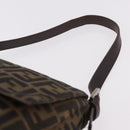 FENDI Zucca Canvas Mamma Baguette Shoulder Bag Black Brown Auth 185682SAV-8