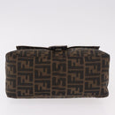 FENDI Zucca Canvas Mamma Baguette Shoulder Bag Black Brown Auth 185682SAV-9
