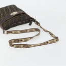 FENDI Zucca Canvas Shoulder Bag Black Brown Auth 185685-11