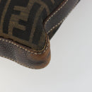 FENDI Zucca Canvas Shoulder Bag Black Brown Auth 185685-14