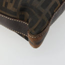 FENDI Zucca Canvas Shoulder Bag Black Brown Auth 185685-17