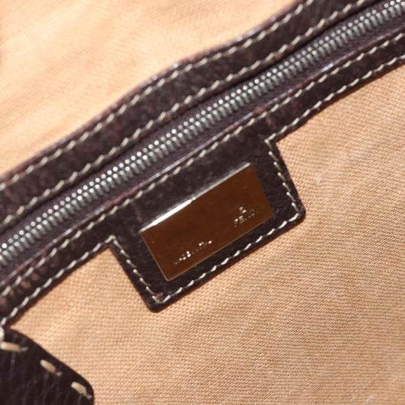 FENDI Zucca Canvas Shoulder Bag Black Brown Auth 185685