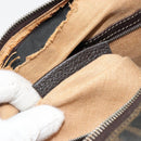 FENDI Zucca Canvas Shoulder Bag Black Brown Auth 185685-29