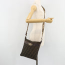 FENDI Zucca Canvas Shoulder Bag Black Brown Auth 185685-30