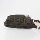 FENDI Zucca Canvas Shoulder Bag Black Brown Auth 185685-4