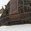 FENDI Zucca Canvas Shoulder Bag Black Brown Auth 185685-6