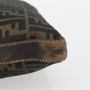 FENDI Zucca Canvas Shoulder Bag Black Brown Auth 185685-7