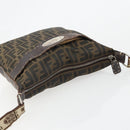 FENDI Zucca Canvas Shoulder Bag Black Brown Auth 185685-8