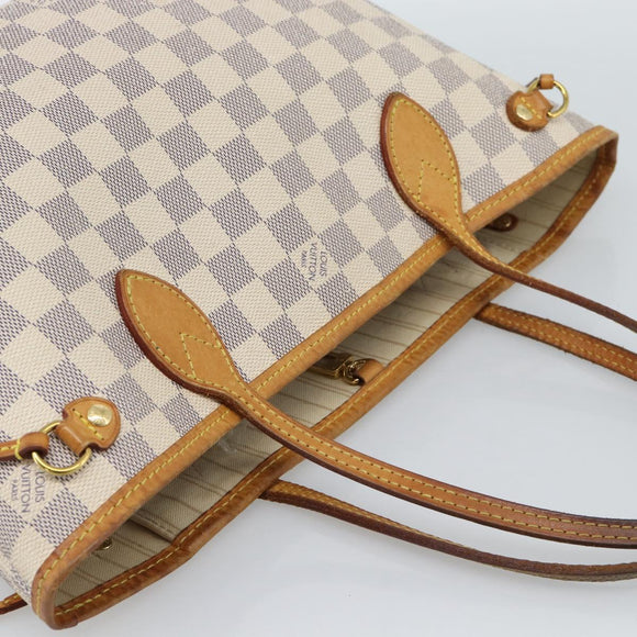 LOUIS VUITTON Damier Azur Neverfull PM Tote Bag N41362 LV Auth 185688