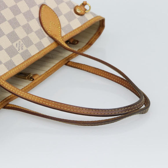 LOUIS VUITTON Damier Azur Neverfull PM Tote Bag N41362 LV Auth 185688