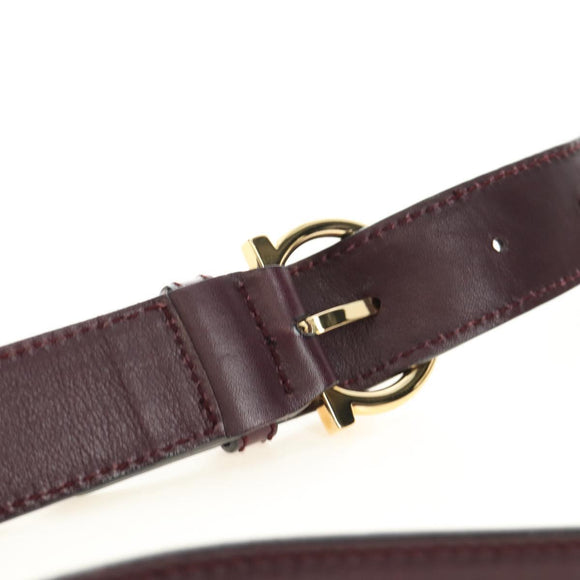 Salvatore Ferragamo Gancini Hand Bag Leather 2way Purple Gold Auth 185691A