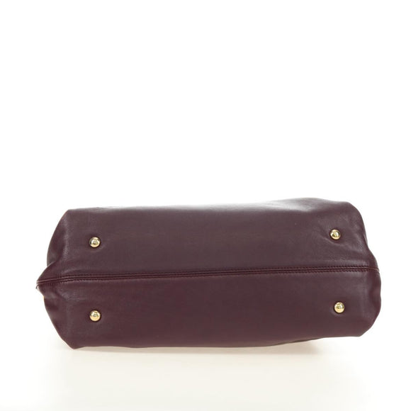 Salvatore Ferragamo Gancini Hand Bag Leather 2way Purple Gold Auth 185691A