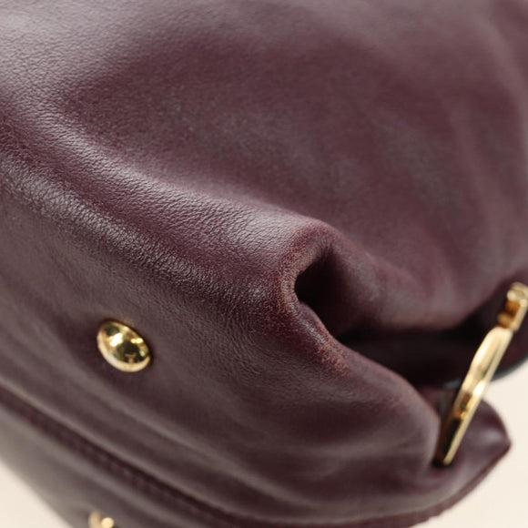 Salvatore Ferragamo Gancini Hand Bag Leather 2way Purple Gold Auth 185691A